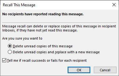recall email message outlook for mac